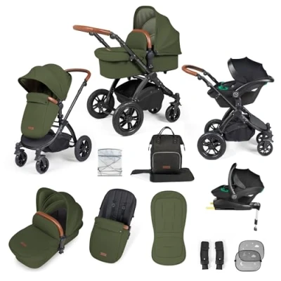 Image of Ickle Bubba Stomp Luxe all in one Travel System Black/Woodland/Tan/ Pack Size 1