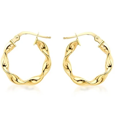 Image of Carissima Gold Women&#039;s 9 ct Yellow 20 mm Twist Tube Creole Earrings