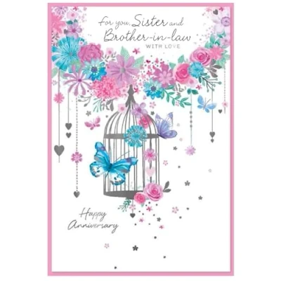 Image of Sister &amp; Brother in law Anniversary Card Couple Wedding Size: 7.5&quot; x 5.25&quot; B