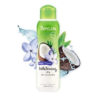 Image of TropiClean Dog Shampoo Grooming Supplies Whitening and Cat for Coats Soap Paraben Free Derived from Natural Ingredients Used by Groomers Awapuhi &amp; Coconut, 355ml