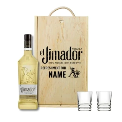 Image of Personalised El Jimador Tequila Gift Set with Shot Glasses 70cl (38% ABV)