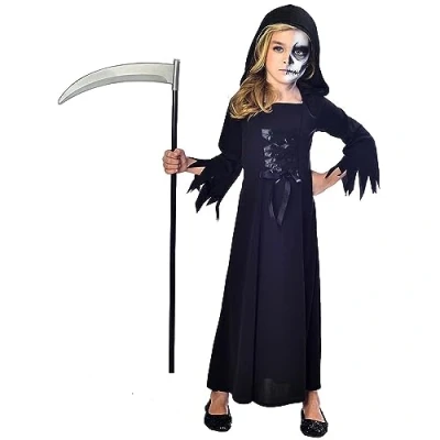 Image of (PKT) (9902742) Child Girls Grim Reaper Costume (9 10yr)