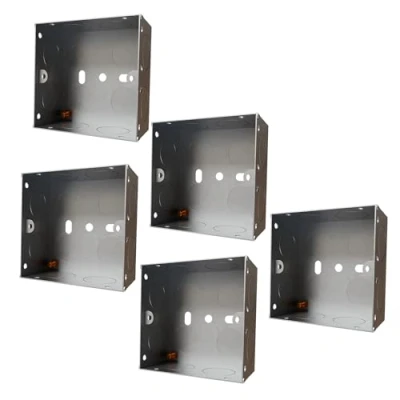 Image of rhinocables Metal 1 Gang Single Socket Back Box, Pattress Box Mount, Flush Mount (5 Pack, 35mm)