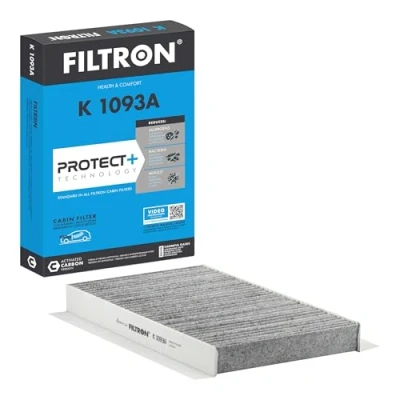 Image of 6447NV, 647941, 647975 Pollen Filter FILTRON K 1093A Activated Carbon 288mm 173mm 30mm CITROËN: C2 Hatchback, C4 II DS5 Hatchback
