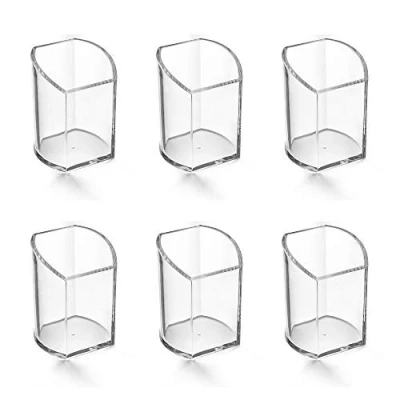 Image of OSCO Clear Acrylic Curved Pen Pot 6 Pack Pencil Holder Desk Tidy Office Organiser Makeup Storage Cosmetics Display H10 x W7.5 D7 cm