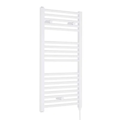 Image of Nuie Radiator MTY157 Modern Bathroom 500 Watt Heated Electric Ladder Towel Rail, 920mm x 480mm, White