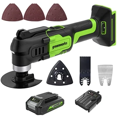 Image of Greenworks 24V Oscillating Multi Tool Cordless 6 Variable Speed 4 in 1 for Sawing, Grinding, Scraping and Sanding, Amazon Exclusive 5000 180000 opm G24MTK2