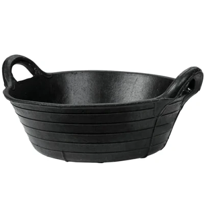 Image of Flexible Rubber Skip Feed Bucket Feeder Trough with Integrated Handles 11L Black