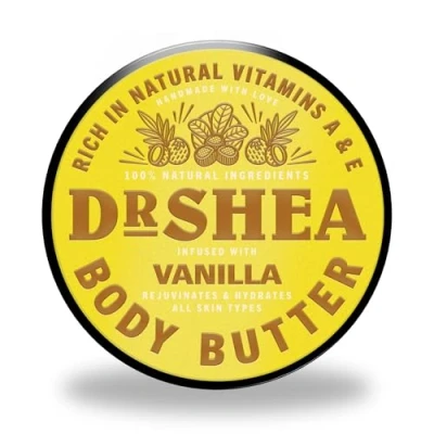 Image of Dr Shea Vanilla Body Butter Organic Moisturizer for Youthful &amp; Smooth Skin (200ml)