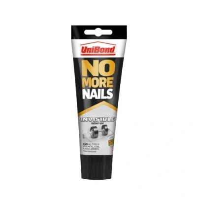 Image of UniBond No More Nails Invisible, Heavy Duty Clear Glue, Strong Glue for Wood, Ceramic, Metal &amp; More, Instant Grab Mounting Adhesive, 1 x 184g Tube , White