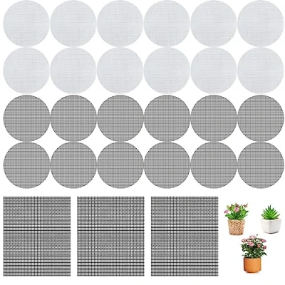 Image of CUNQN Plant Pot Hole Mesh Pad Bonsai Sheet Gardening Drainage Screens Bottom Grid Mat Impermeable Pads for Garden Prevent Soil Loss Anti