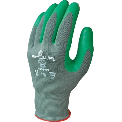 Image of Showa Nitrile Coated Grip Gloves, Green, Size 9