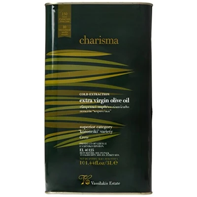Image of Charisma Greek Extra Virgin Olive Oil from Crete Tin, 3 Liter COLD EXTRACTION