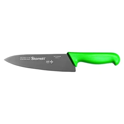 Image of Starrett Professional Chefs Knife BKG301 8 Wide Triangular 8&quot; (200mm) Ultra Sharp Kitchen With Long Lasting Blade Green Handle Stainless Steel Chopping Cooking (DV86208)