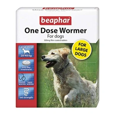 Image of (2 Pack) Beaphar One Dose Wormer for Large Dogs 4 Tabs