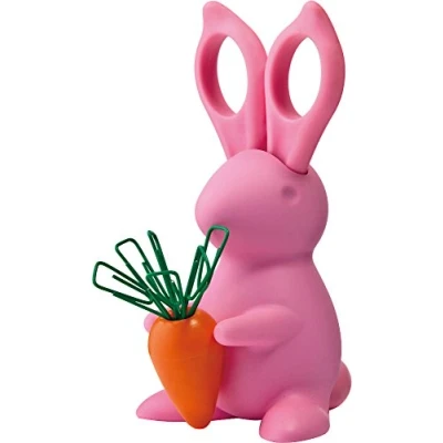 Image of Qualy Rabbit Scissors and Paper Clips Holder Pink
