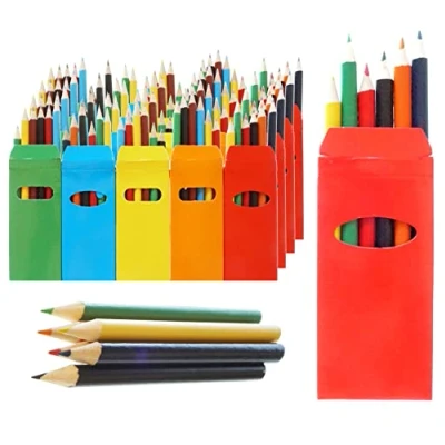 Image of Partituki 25 Sets of Colouring Pencils for Kids Each with 6 Mini Coloured Pencils. 150 in Total. Childrens Party Bags, Wedding Favours, Schools