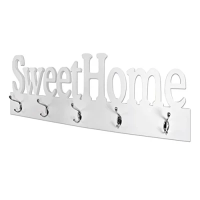 Image of HAKU Möbel Wall coat rack, MDF, white chrome, W 74 x D 7 H 28 cm