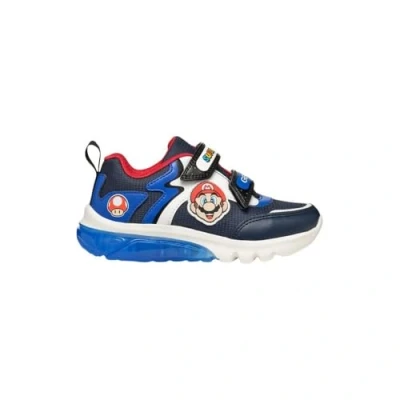 Image of Geox Nintendo Ciberdron BOY Light UP Trainers for kids, Size: 4, Navy/royal Imitation leather/ textile