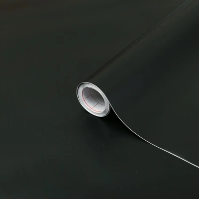 Image of d c fix vinyl wrap Black matt plain 45 cm x 2 m sticky back plastic roll for furniture, kitchen &amp; cupboards contact paper sticker self adhesive film