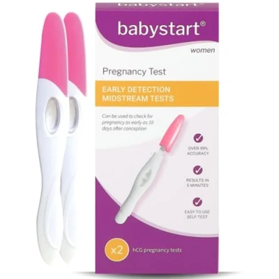 Image of Early Detection Pregnancy Test Kit by Babystart for Easy at Home Accurate Pregnant Results in 1 Minute Simple to Use Self Women, 2 Pack
