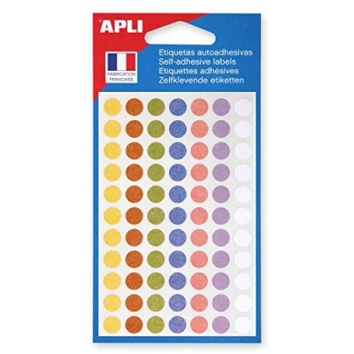 Image of APLI 102147 Pack of 385 Pastel Dots Assorted Colours Diameter 8 mm