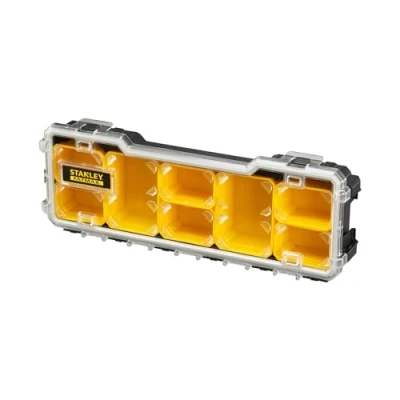 Image of STANLEY FATMAX Pro 1/3 Shallow Stackable Storage Organiser for Small Parts, Removable Compartments, FMST1 75781