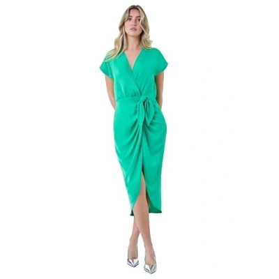 Image of Dusk Womens Plain Wrap Tie Detail Dress Green Size 10 UK