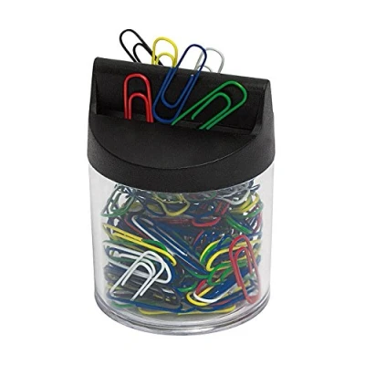 Image of Wedo 2705199 Paper Clip Dispenser with Magnet Round Filled Cushion, 125 Clips, Transparent