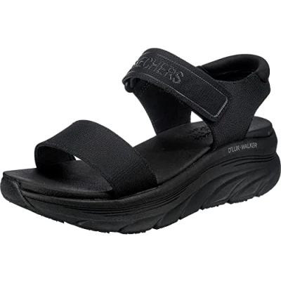 Image of Skechers Women&#039;s D&#039;lux Walker New Block Sport Sandal, Black Mesh, 6 UK