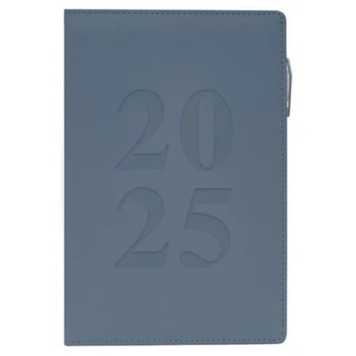 Image of 2025 A5 Day A Page Black Leatherette Index Diary &amp; Pen Organiser Office