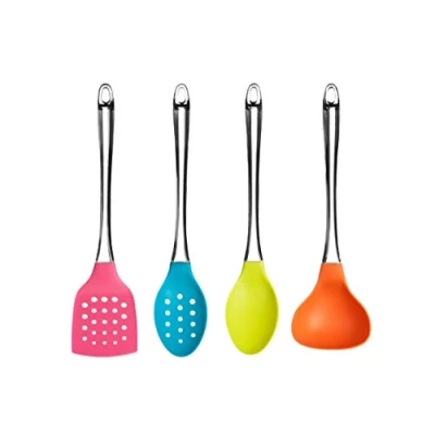 Image of Premier Housewares Kitchen Utensil Set Tools Cooking Utensils 4 Pieces Accessories Multi Coloured Silicone