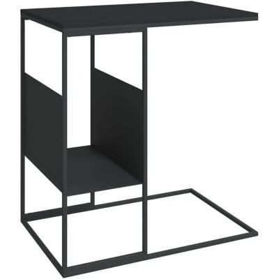 Image of vidaXL Side Table Black 55x36x59.5 cm Engineered Wood