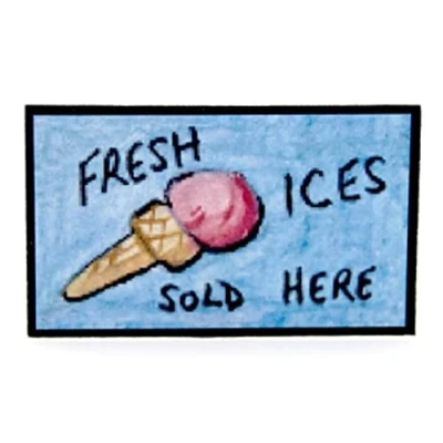 Image of Melody Jane Dolls House Fresh Ices Display Sign Miniature Ice Cream Store Shop Accessory