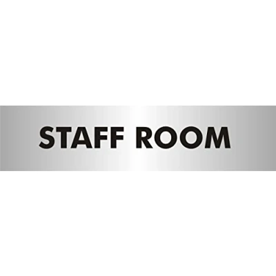 Image of Seco Staff Room Sign, 190mm x 45mm 2mm Brushed Aluminium Effect Acrylic