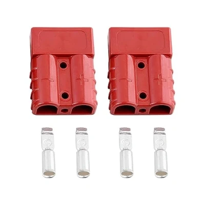 Image of Bohaner 2pcs for Anderson Plug Cable Terminal Battery Power Connector Quick Disconnect 6awg 50Amp car, caravan, camper, boat (Red)