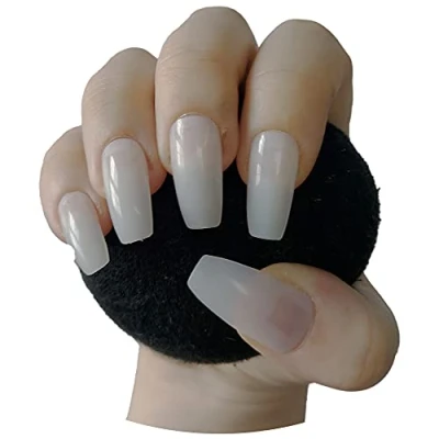 Image of 600 Pieces Medium Long Coffin Ballerina False Nail Tips NATURAL Full Cover Acrylic Press On Nails Extensions Professional Salon &amp; Home Use