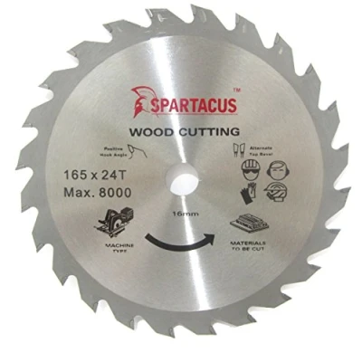 Image of Spartacus 165mm Diameter x 24 Teeth 16 Bore Wood Cutting Circular Saw Blade Fits Milwaukee HD18CS