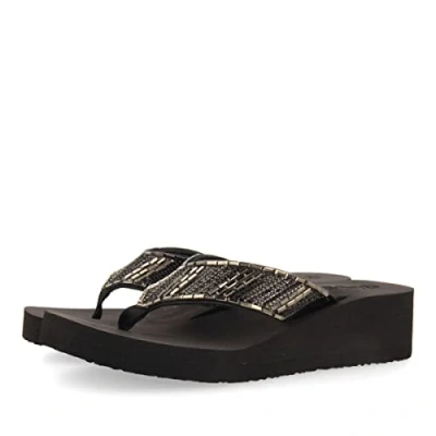 Image of GIOSEPPO Women&#039;s Apiaca Flip Flop, Black/White, 6 UK