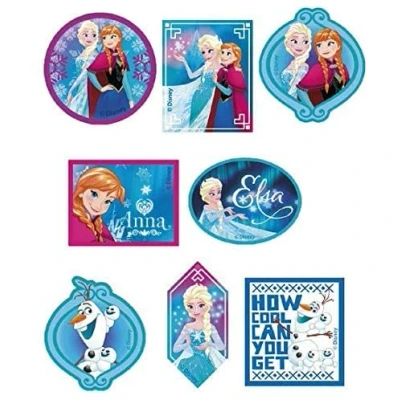 Image of 8 Screen Printed Children&#039;s Patches for Ironing onto Clothes. Heat Adhesive Applications Repairing and Decorating Trousers, Jackets, Jumpers, Backpacks, etc. (Frozen 2 Form)