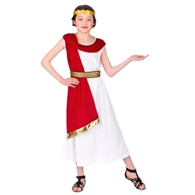 Image of Wicked Costumes Girls Roman Princess Fancy Dress Costume Large (8 10 Years)