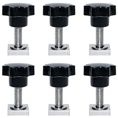 Image of QIQN T Nut Adapter Slot Set Track Bolts M8x30mm Adaptor Stainless Steel Roof Rack with Star Shape Head Thread Knob 6Pcs Kit 20 x mm