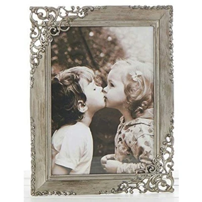 Image of Shudehill Lace Rustic Steel Grey Picture Frame for 7&quot; x 5&quot; photograph