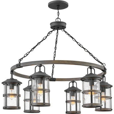 Image of Hinkley Lakehouse Outdoor Pendant Ceiling Light Aged Zinc with Driftwood Grey, IP44