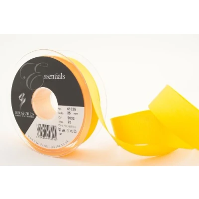 Image of Berisfords 41025 20 m x 25 mm Polyester Grosgrain Ribbon, Yellow