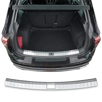 Image of Boot Sill Protector Matte Stainless Steel Compatible with VW Tiguan II Year of Manufacture 2016 Onwards Premium Quality RECAMBO