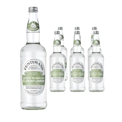 Image of Fentimans Gently Sparkling Elderflower Botanically Brewed Drink Exquisitely Crafted &amp; Refreshing Soft Drinks Gluten Free and Vegan Friendly 6 x 750 ml Bottles