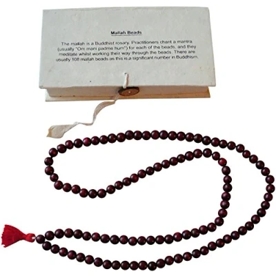 Image of FAIR TRADE BUDDHIST ROSARY MALLA MALLAH BEADS BOXED SET