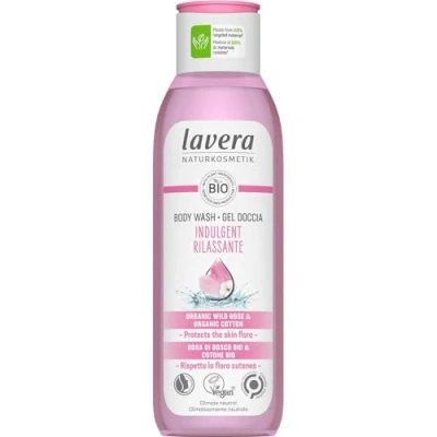 Image of lavera Body Wash Indulgent Protects the skin flora Natural Cosmetics Vegan With organic wild rose and cotton silicone free 1 x 250 ml