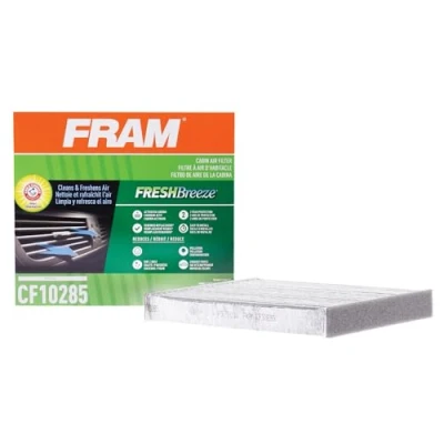 Image of FRAM Fresh Breeze Cabin Air Filter Replacement for Car Passenger Compartment w/Arm and Hammer Baking Soda, Easy Install, CF10285 Toyota Vehicles, white